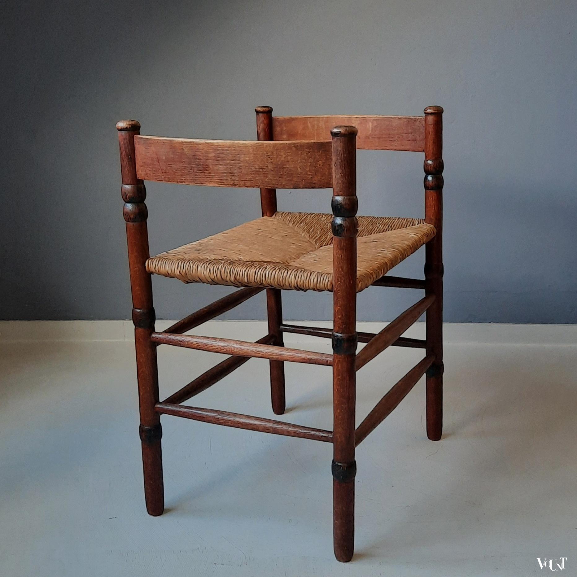 Art deco bankje met biezen zitting, N.V. Jac. Levee, jaren '30