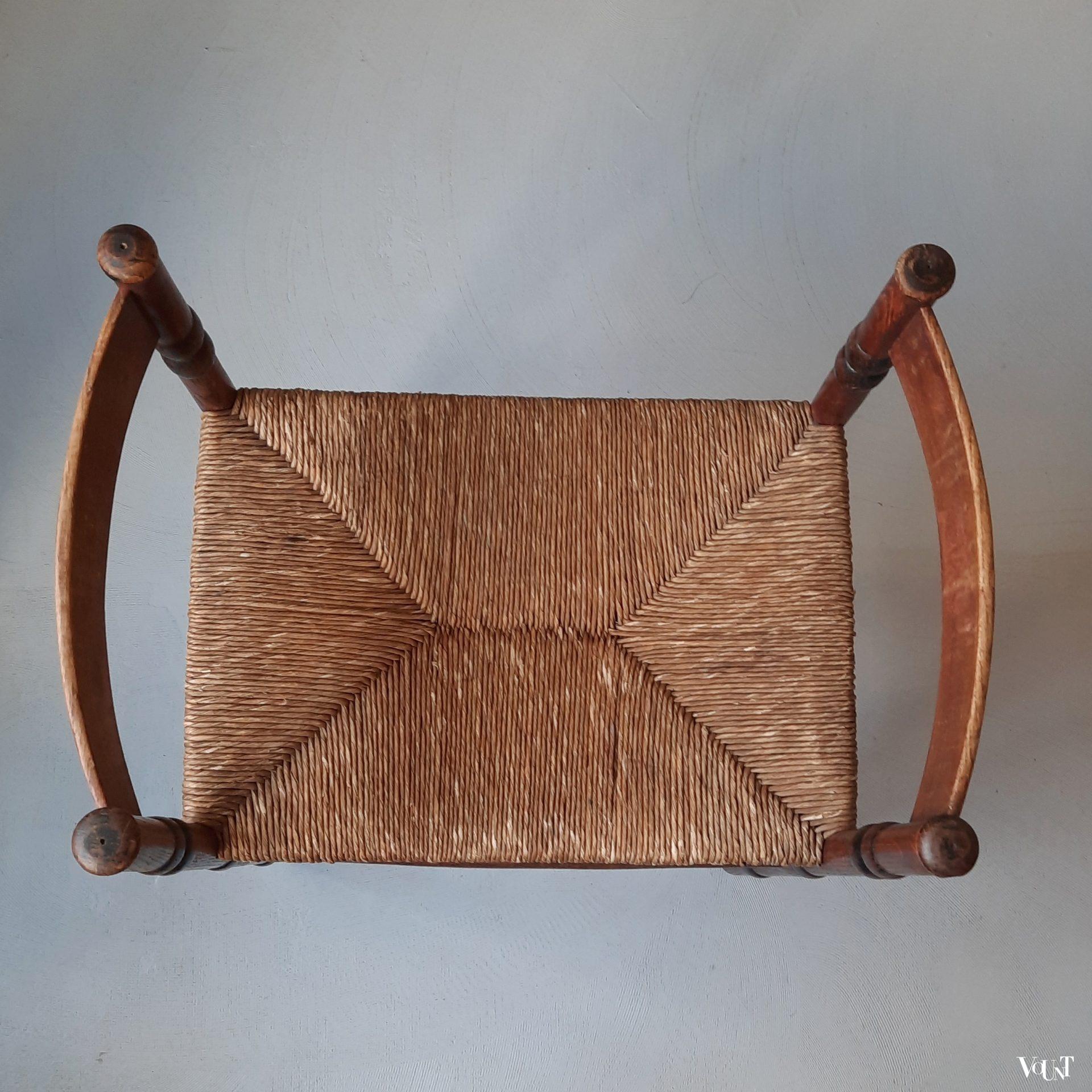 Art deco bankje met biezen zitting, N.V. Jac. Levee, jaren '30