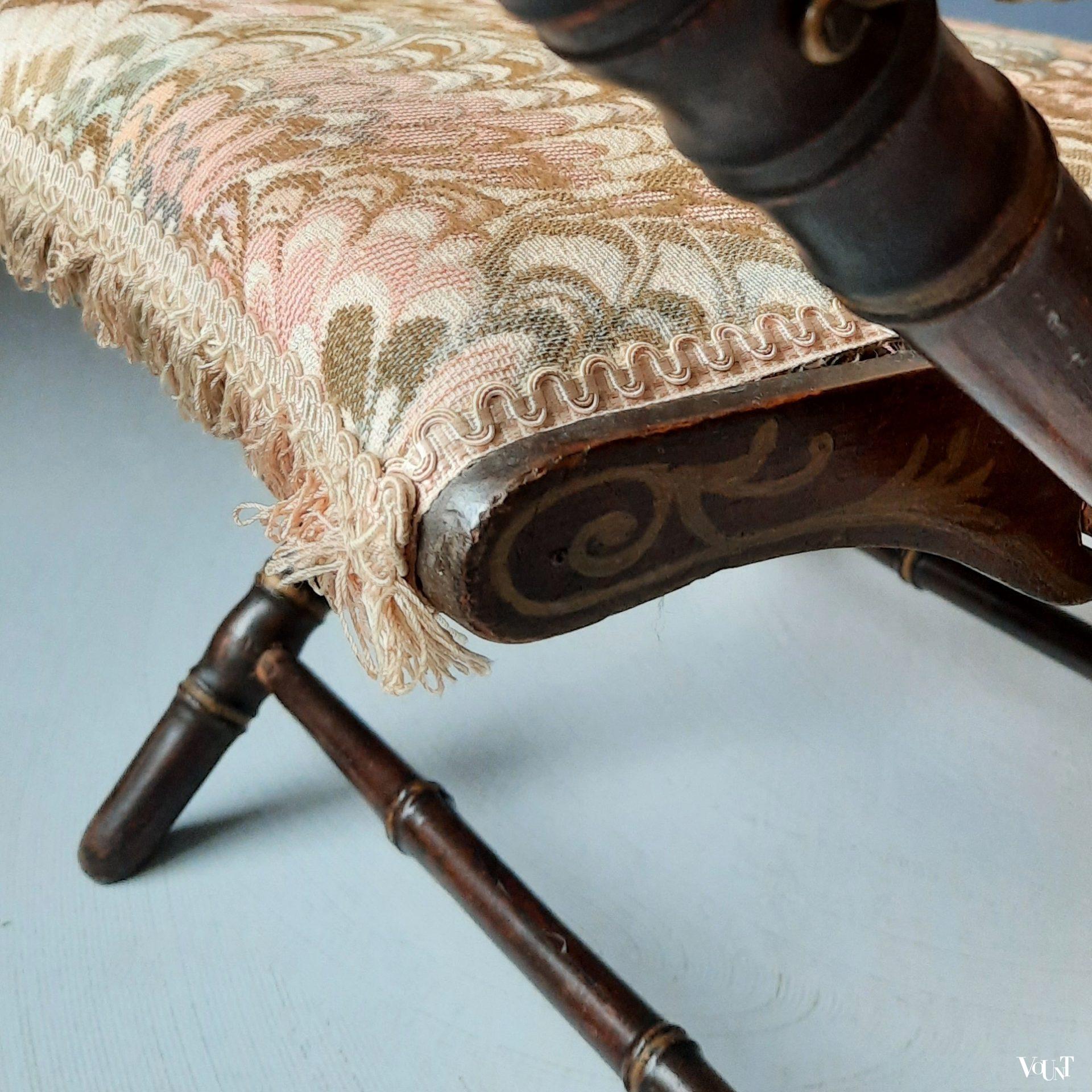 Antieke faux bamboo campaign stoel, rond 1900