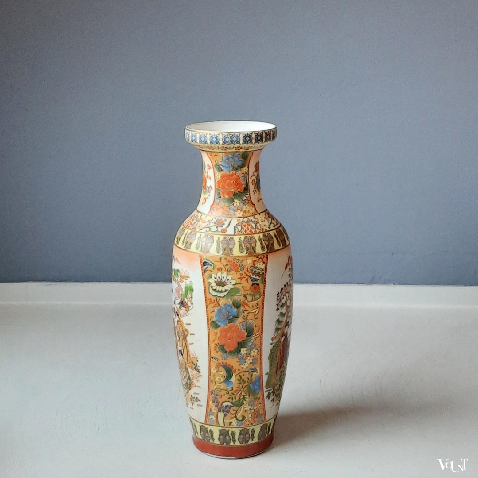 Aziatische satsuma vloervaas, jaren '70/'80