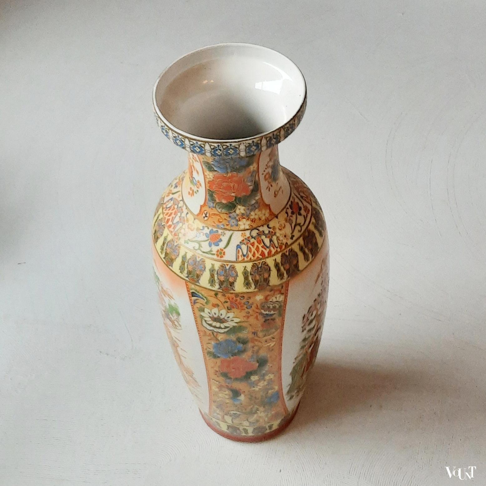 Aziatische satsuma vloervaas, jaren '70/'80