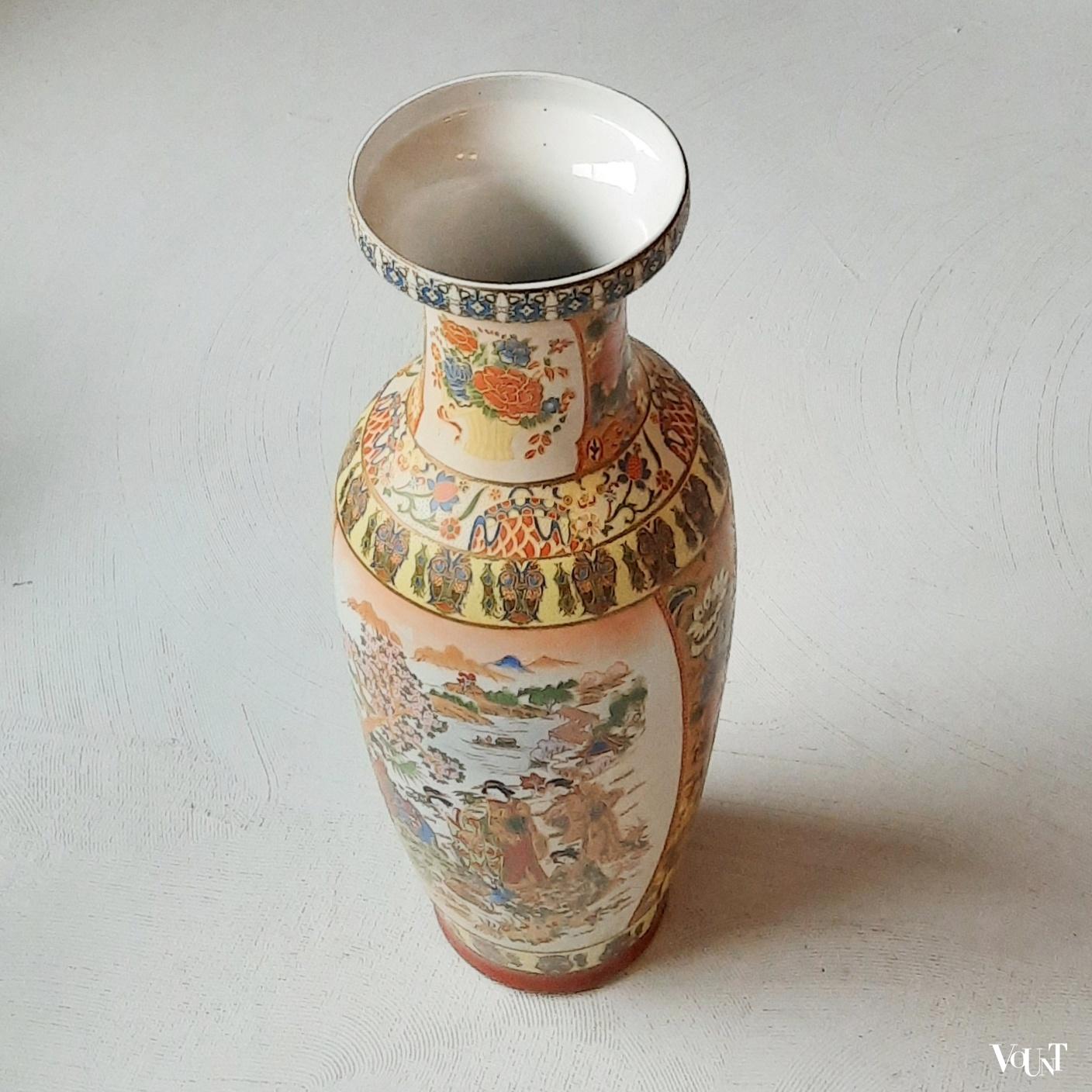 Aziatische satsuma vloervaas, jaren '70/'80