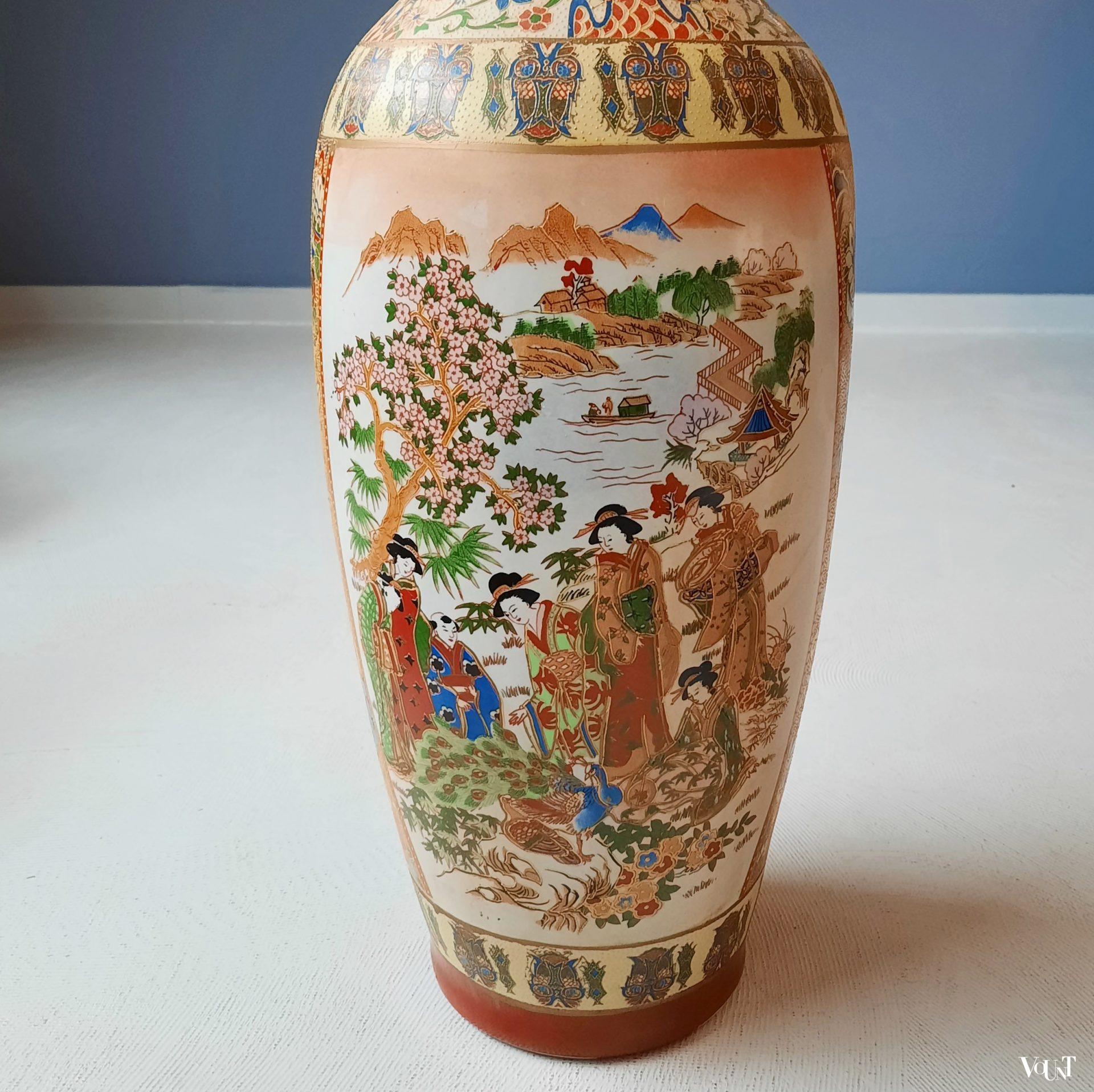 Aziatische satsuma vloervaas, jaren '70/'80