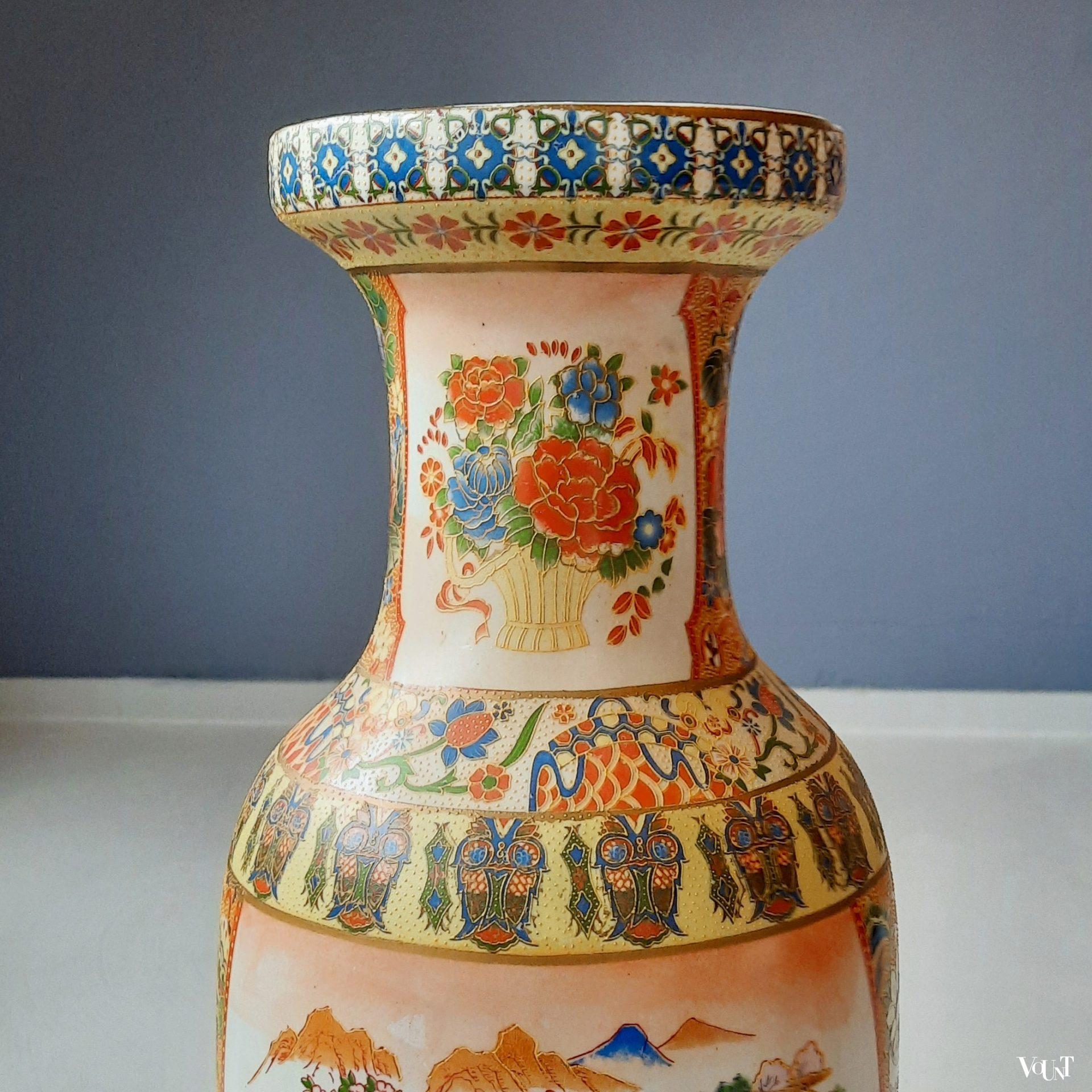 Aziatische satsuma vloervaas, jaren '70/'80