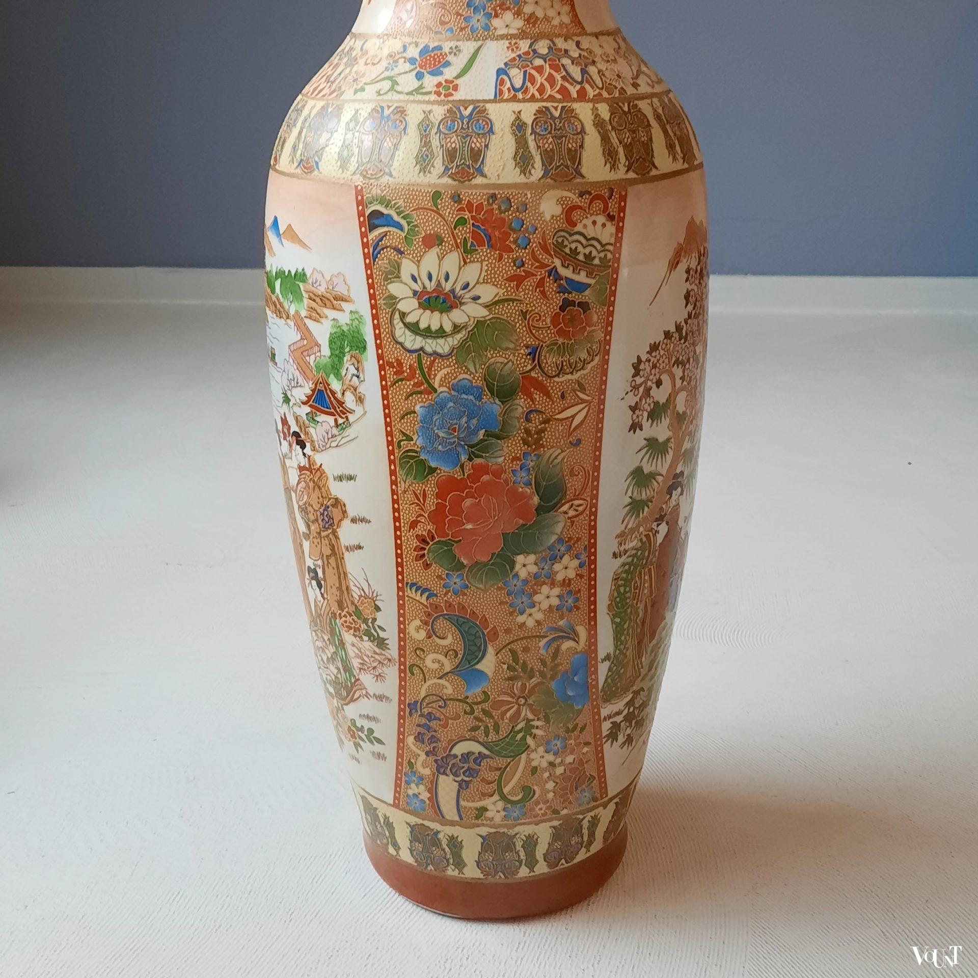 Aziatische satsuma vloervaas, jaren '70/'80