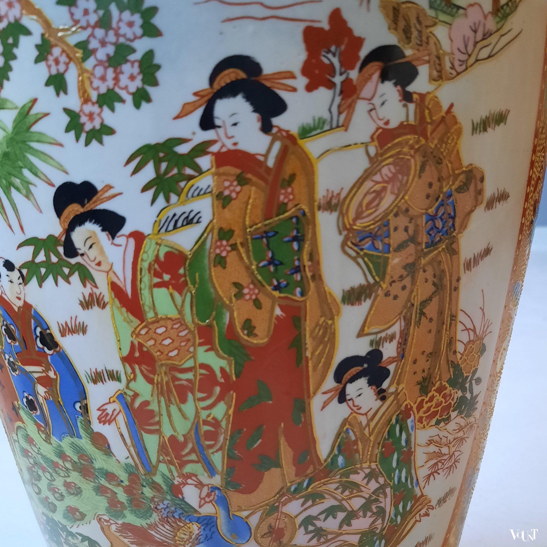 Aziatische satsuma vloervaas, jaren '70/'80