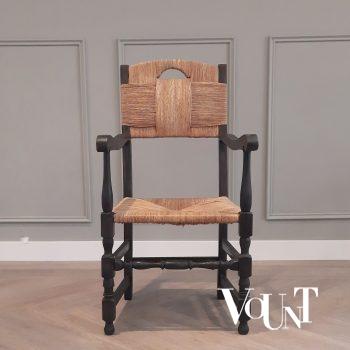 Franse stoel hout met biezen, jaren '40/'50