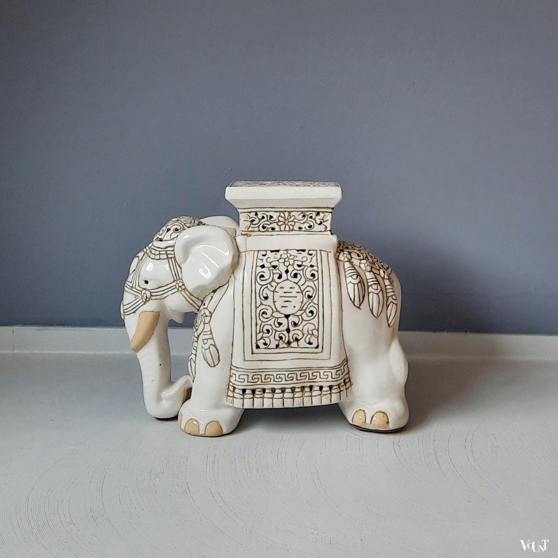 Olifant kruk/plantentafel keramiek, jaren '80/'90