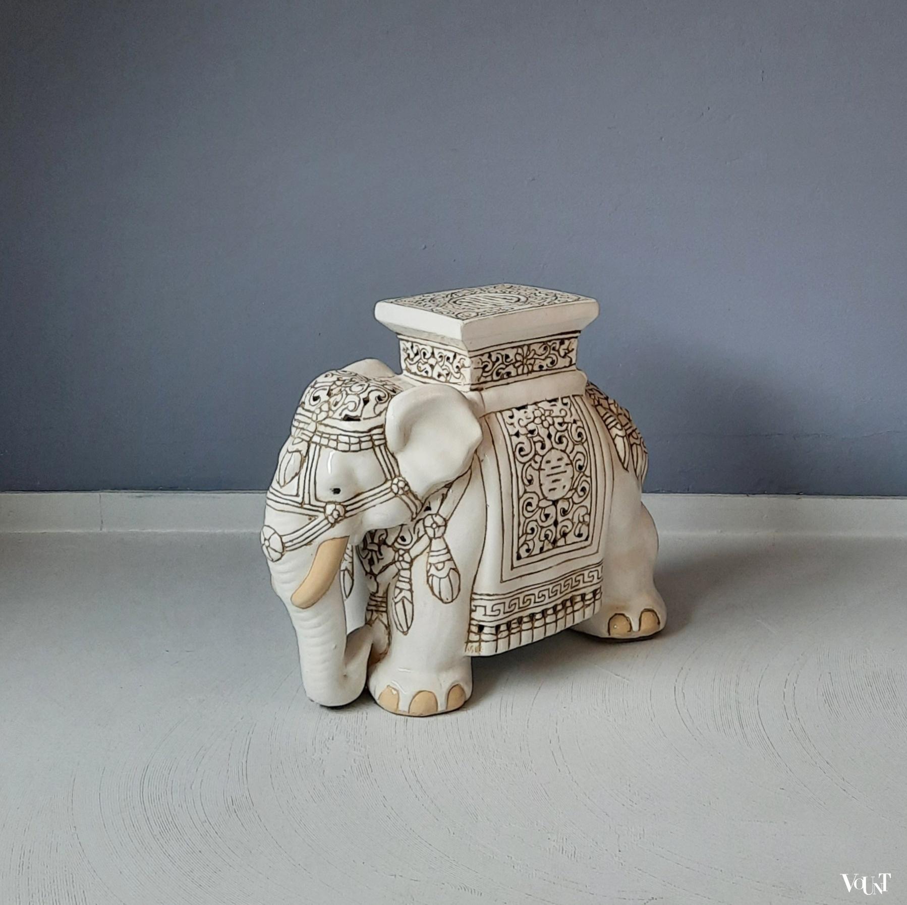 Olifant kruk/plantentafel keramiek, jaren '80/'90