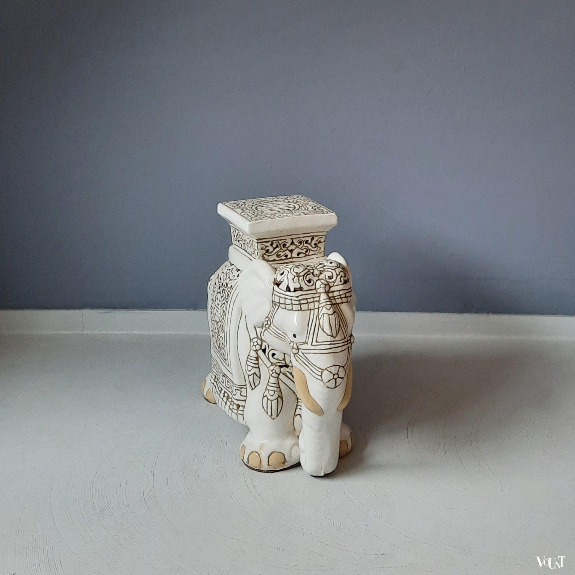 Olifant kruk/plantentafel keramiek, jaren '80/'90