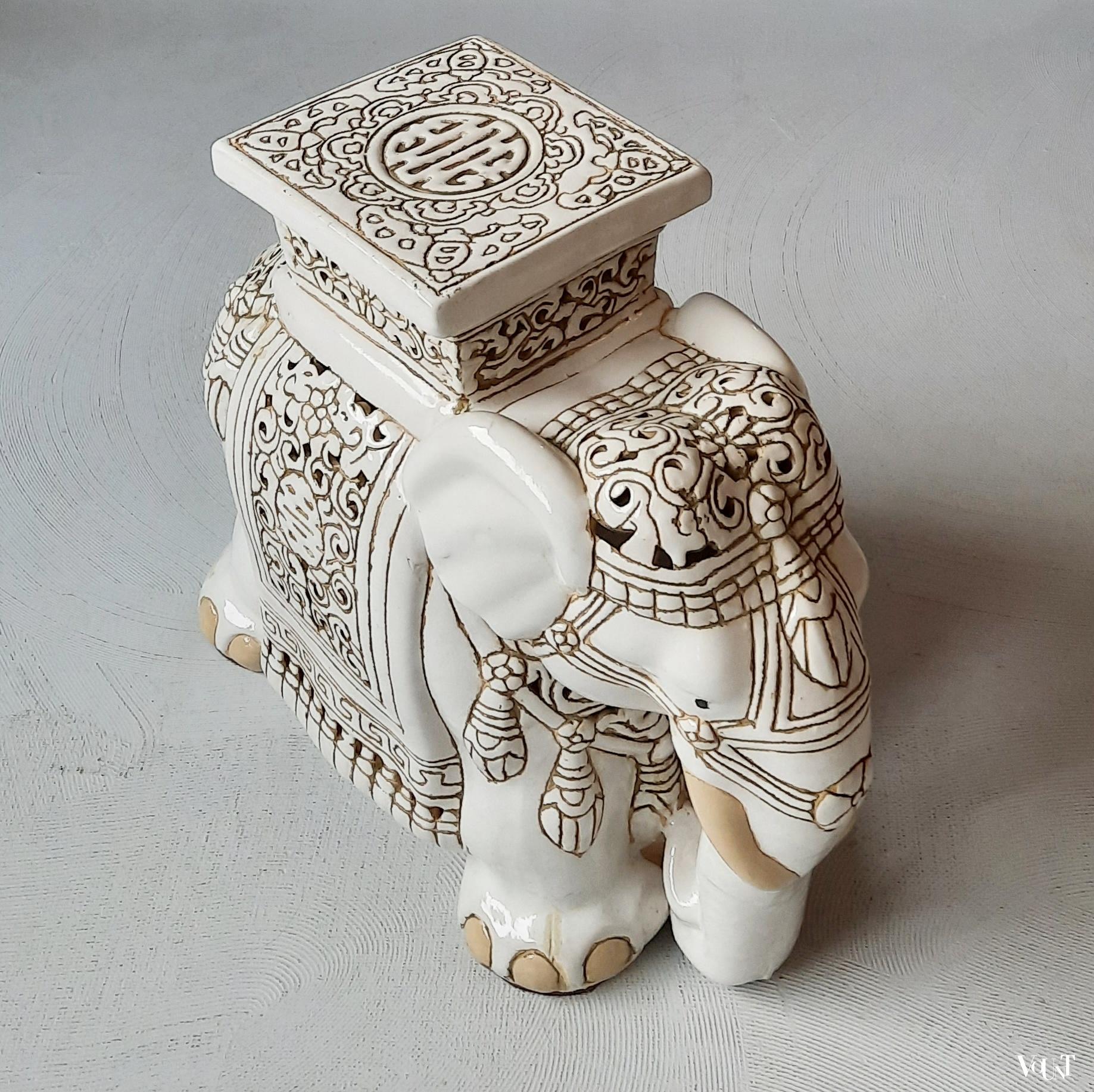 Olifant kruk/plantentafel keramiek, jaren '80/'90