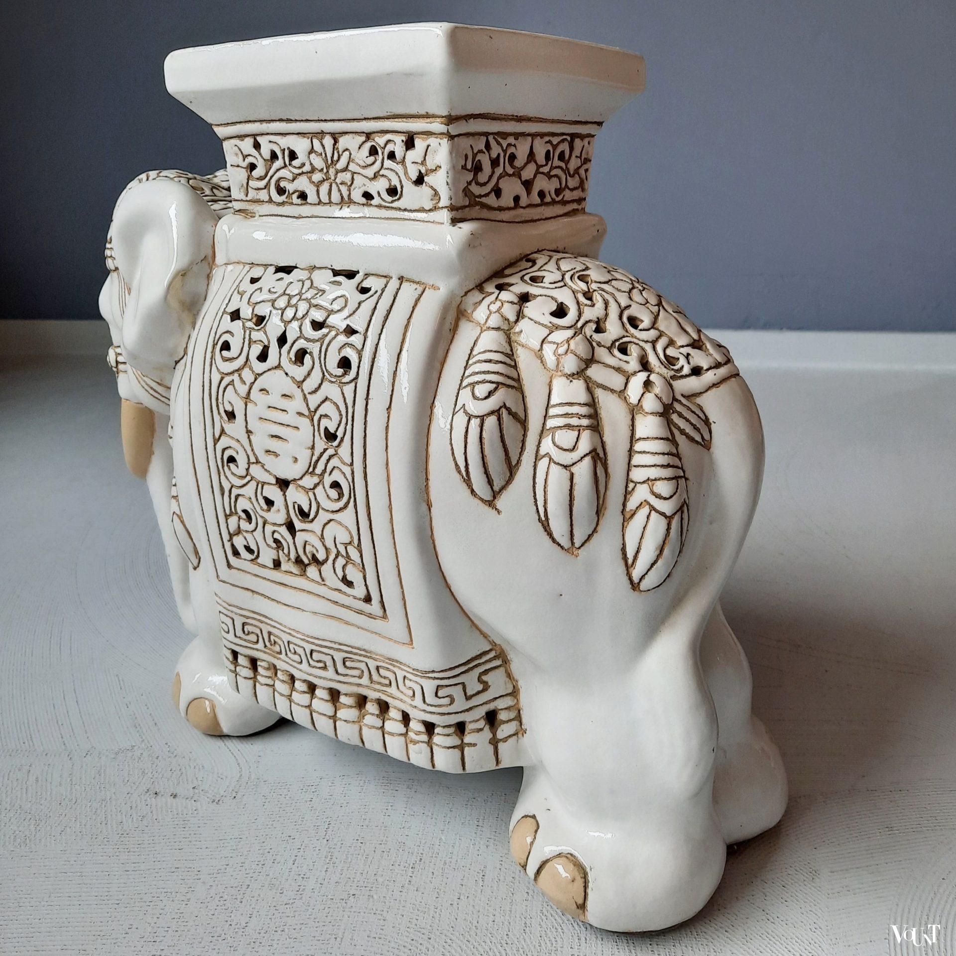 Olifant kruk/plantentafel keramiek, jaren '80/'90