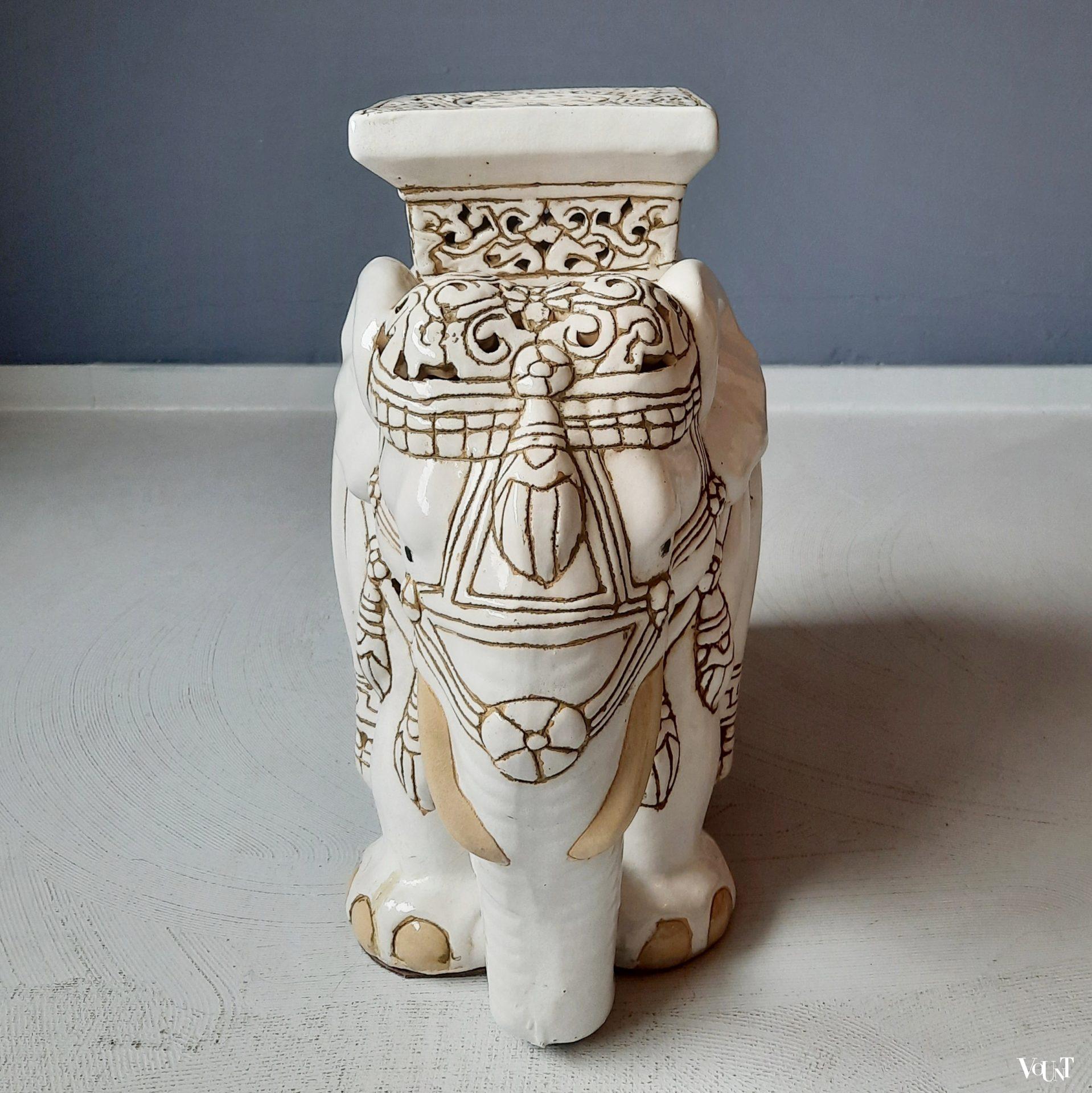 Olifant kruk/plantentafel keramiek, jaren '80/'90