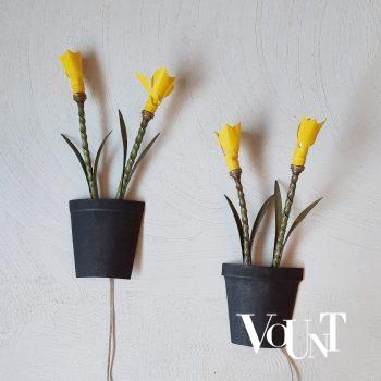 Wandverlichting plantenpotten met bloemen, Frankrijk, jaren '50/'60