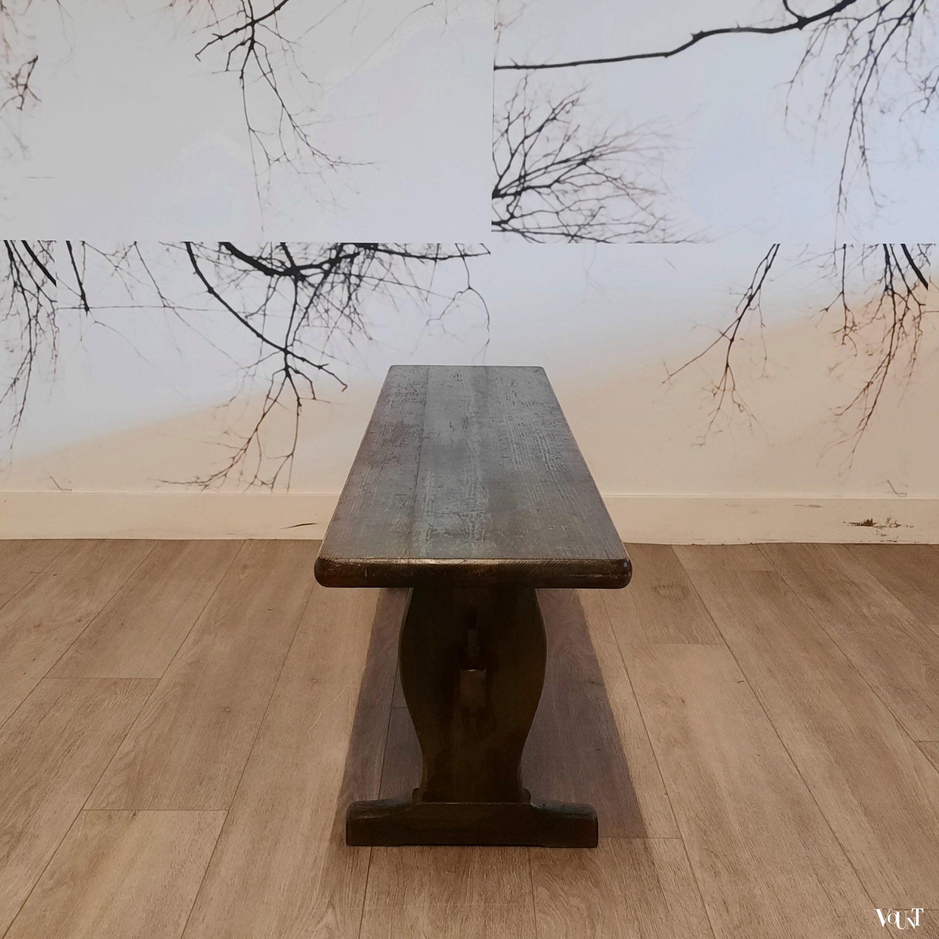 Donkergroene houten bank, jaren '60/'70