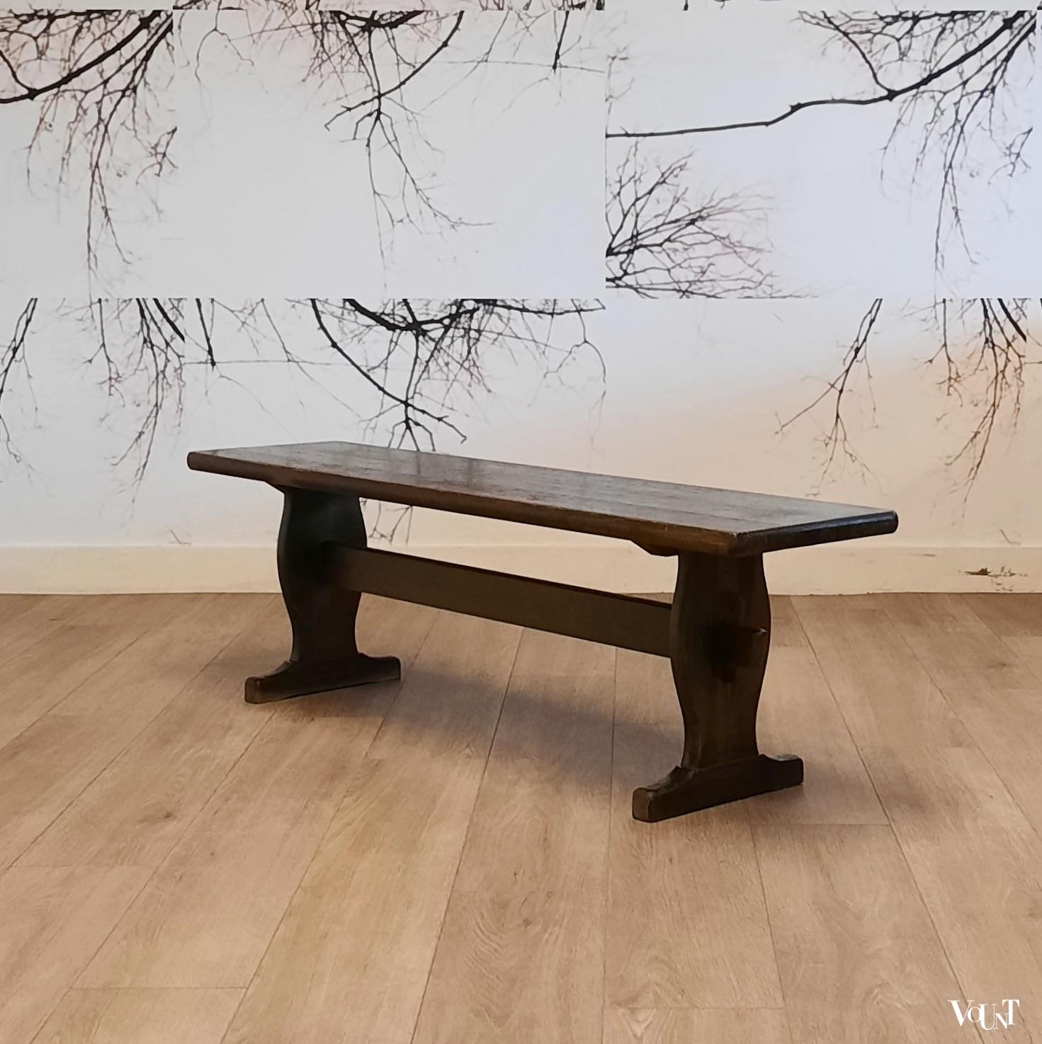 Donkergroene houten bank, jaren '60/'70