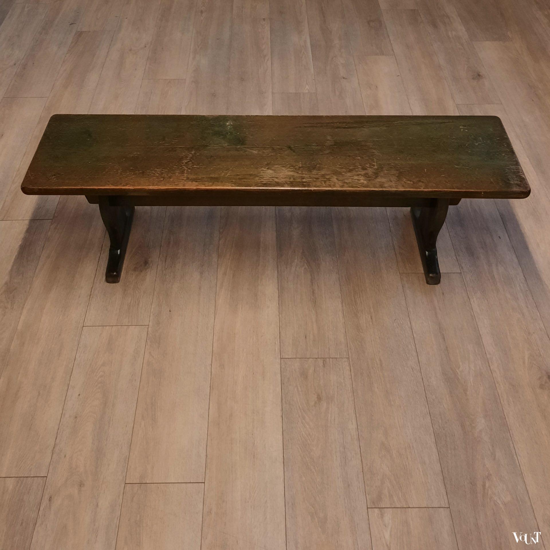 Donkergroene houten bank, jaren '60/'70