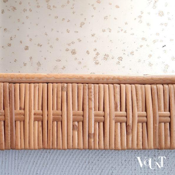 Vintage wandspiegel met geweven rotan rand, jaren '70