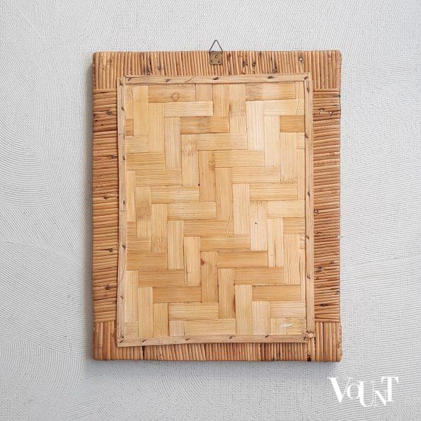 Vintage wandspiegel met geweven rotan rand, jaren '70