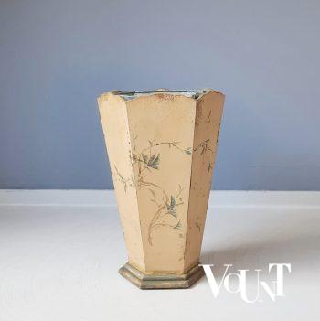 Houten paraplubak met floraal decor, jaren '50/'60