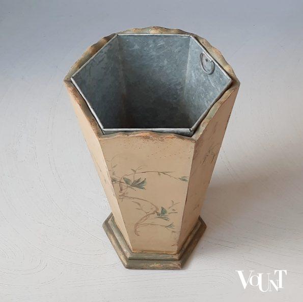 Houten paraplubak met floraal decor, jaren '50/'60