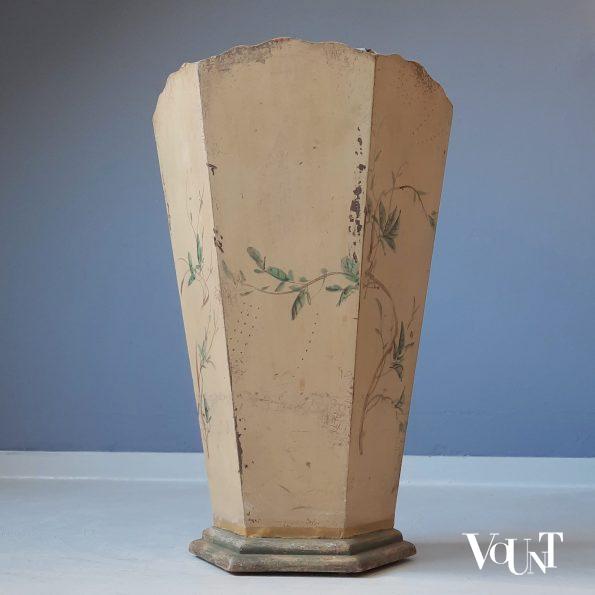 Houten paraplubak met floraal decor, jaren '50/'60