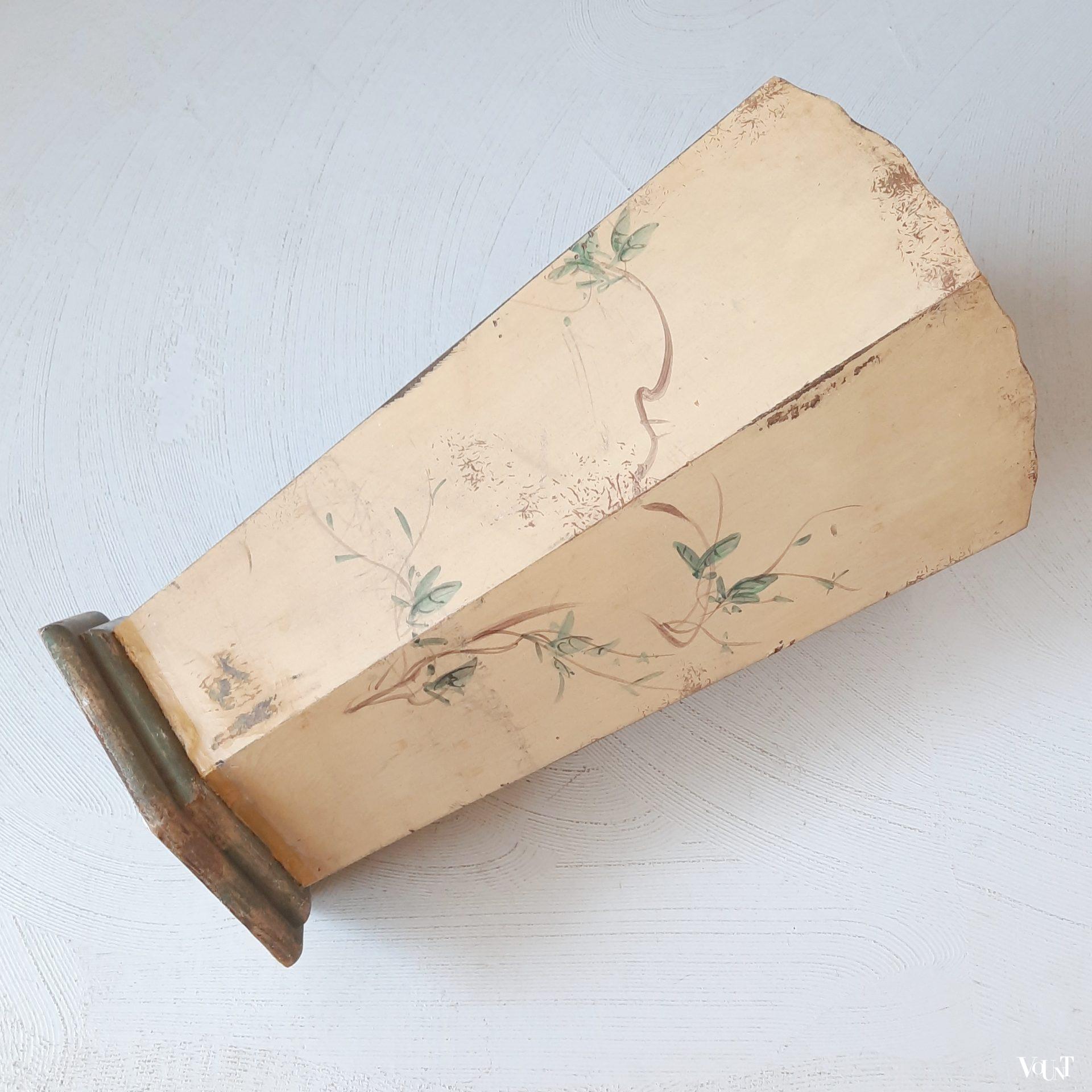 Houten paraplubak met floraal decor, jaren '50/'60