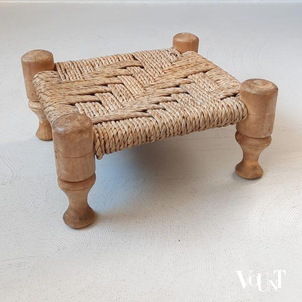 Voetenbankje hout en touw, jaren '60/'70
