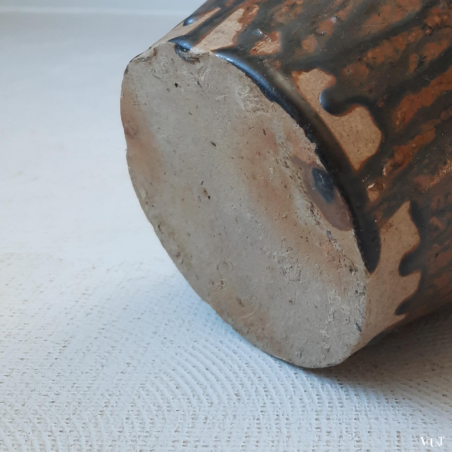 Franse aardewerken kan met druipmotief, jaren '60/'70