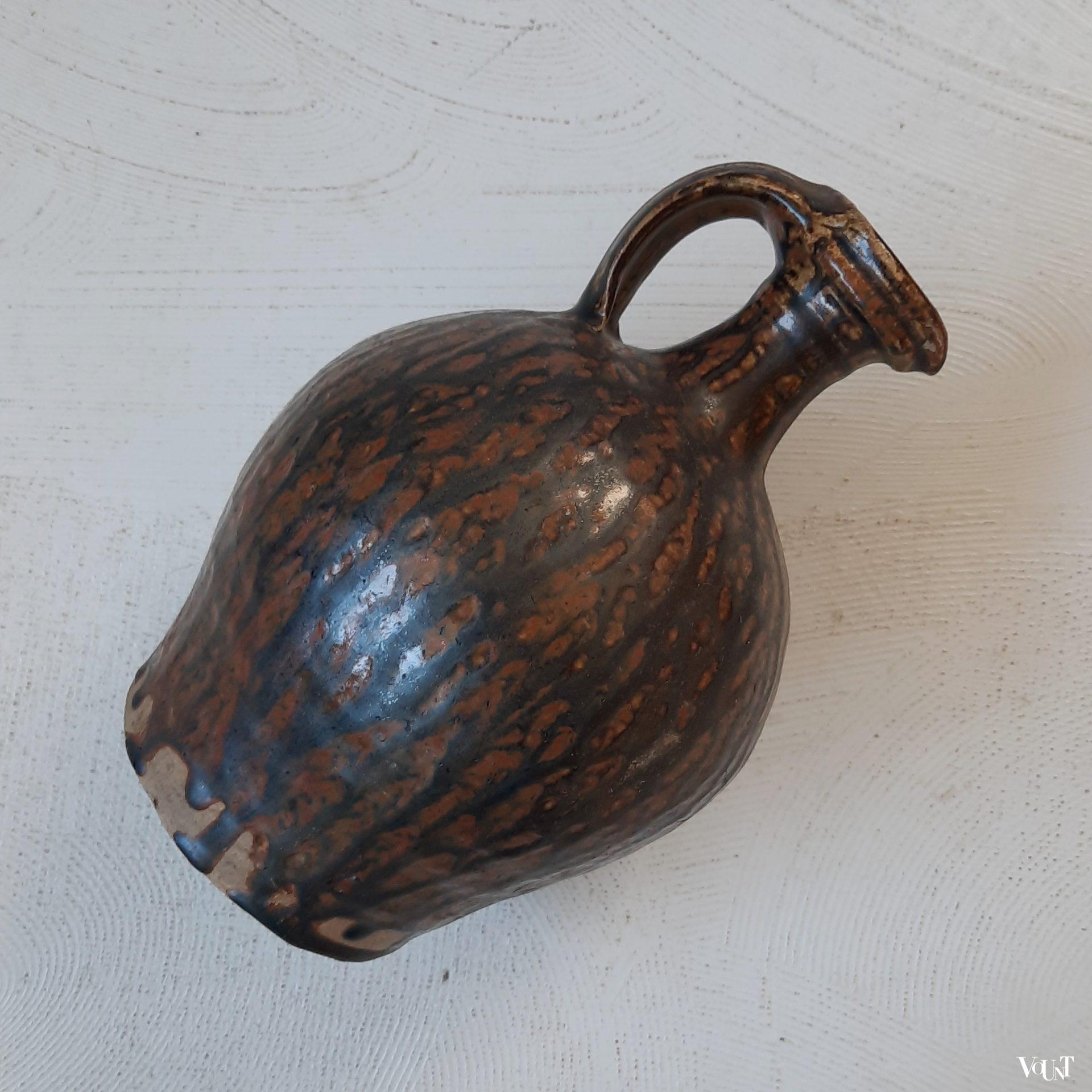 Franse aardewerken kan met druipmotief, jaren '60/'70