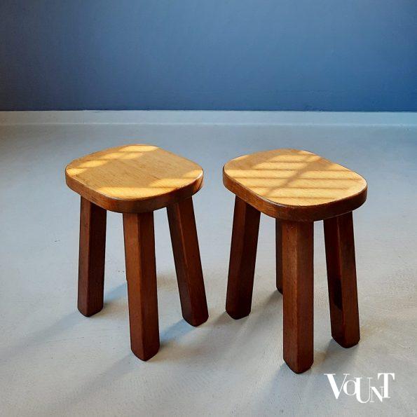 Set van 2 brutalist bijzettafeltjes, jaren '60/'70