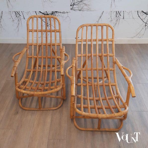 Set van 2 rotan lounge stoelen, jaren '70/'80
