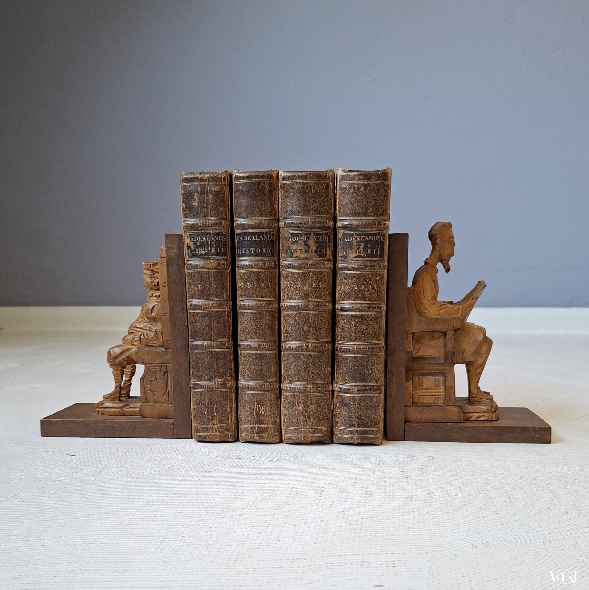 Houten boekensteunen Don Quichot en Sancho Panza, Spanje, jaren '60/'70