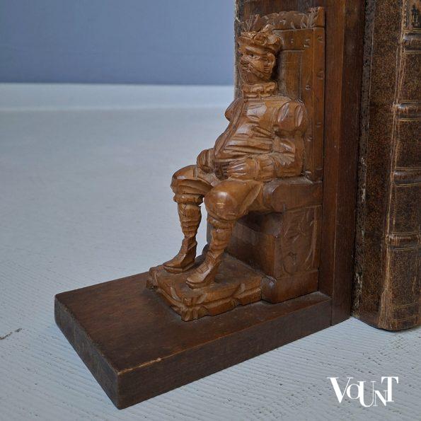 Houten boekensteunen Don Quichot en Sancho Panza, Spanje, jaren '60/'70