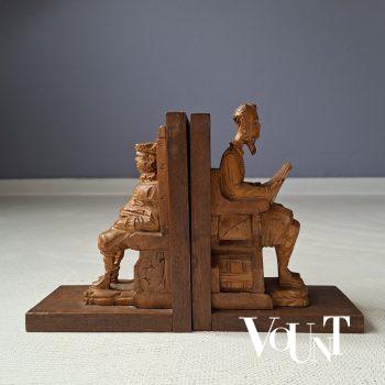 Houten boekensteunen Don Quichot en Sancho Panza, Spanje, jaren '60/'70