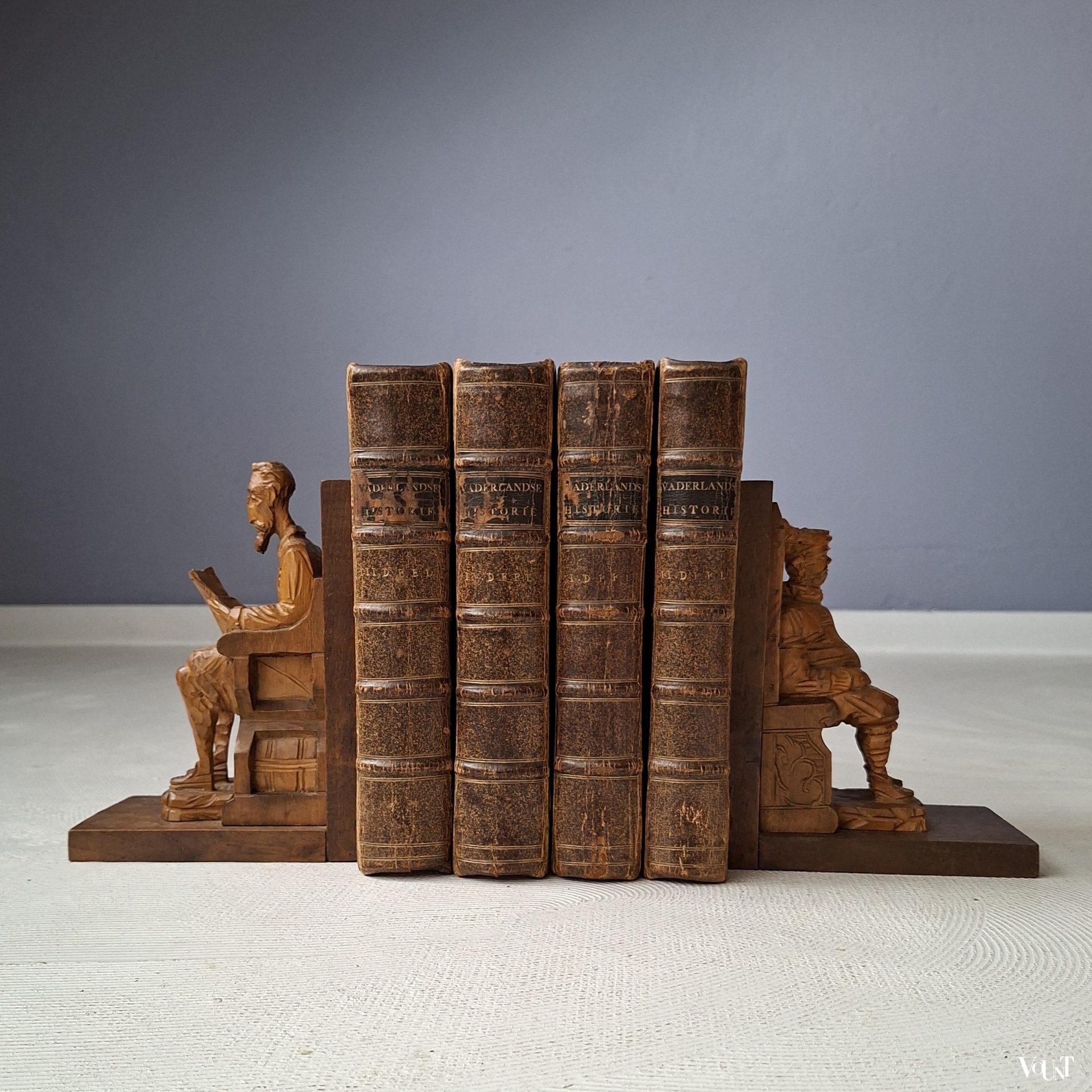 Houten boekensteunen Don Quichot en Sancho Panza, Spanje, jaren '60/'70