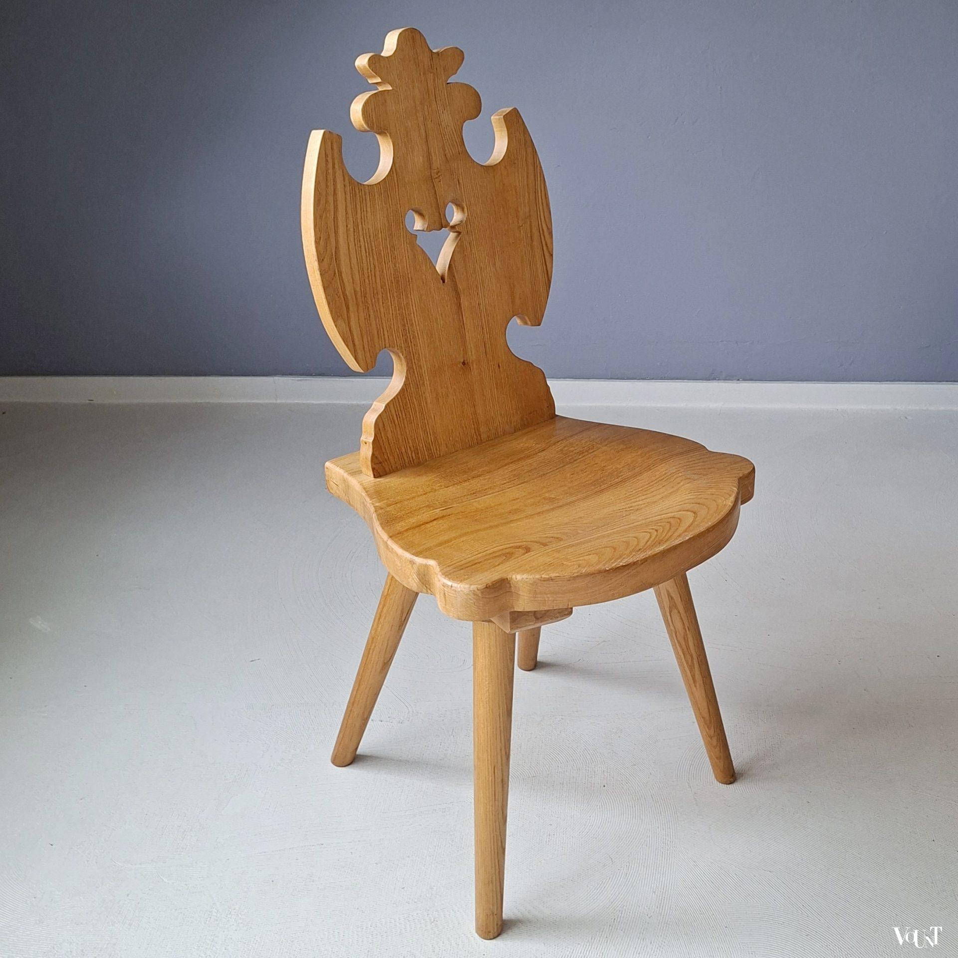 Grenen boerenstoel / Tiroler stoel, ca. jaren '70