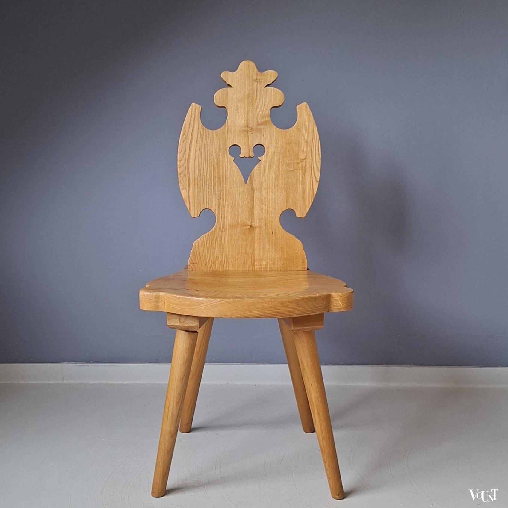 Grenen boerenstoel / Tiroler stoel, ca. jaren '70