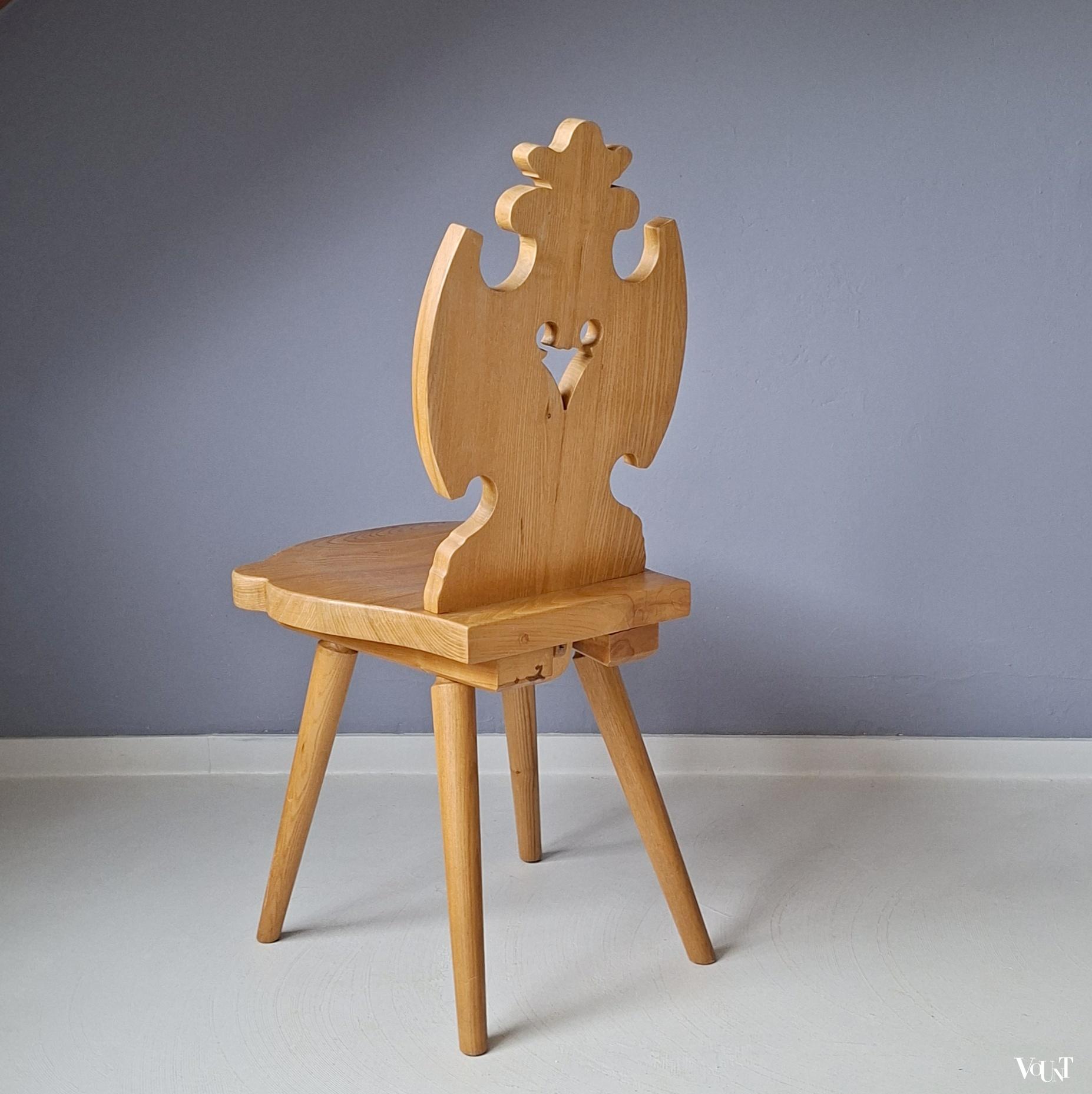 Grenen boerenstoel / Tiroler stoel, ca. jaren '70