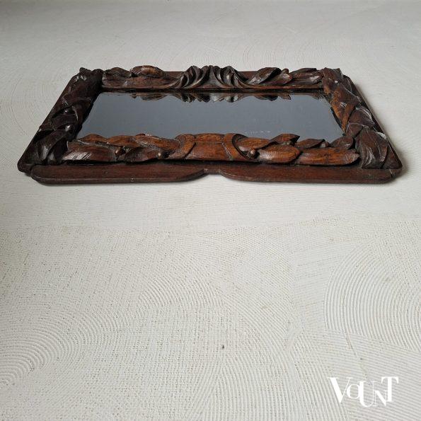 Antieke houten handgesneden wandspiegel, rond 1900