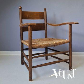 Art deco stoel met biezen zitting, jaren '20/'30