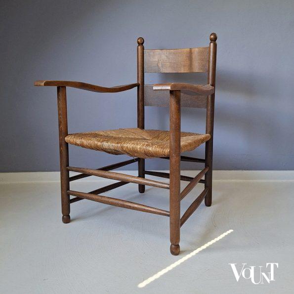 Art deco stoel met biezen zitting, jaren '20/'30