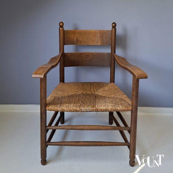 Art deco stoel met biezen zitting, jaren '20/'30