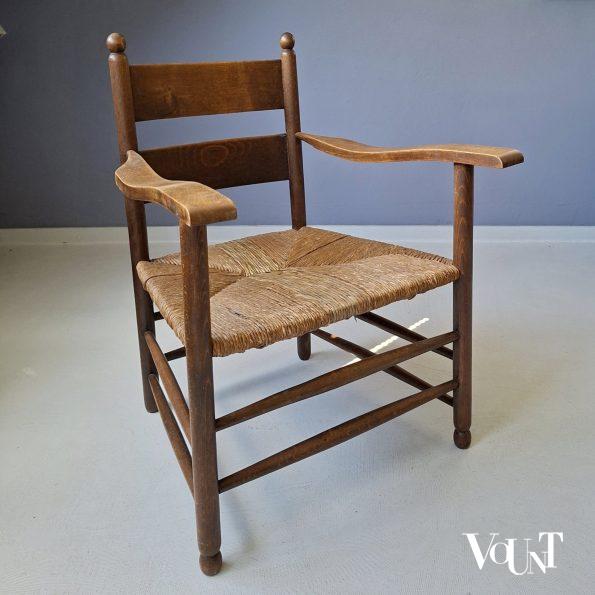 Art deco stoel met biezen zitting, jaren '20/'30
