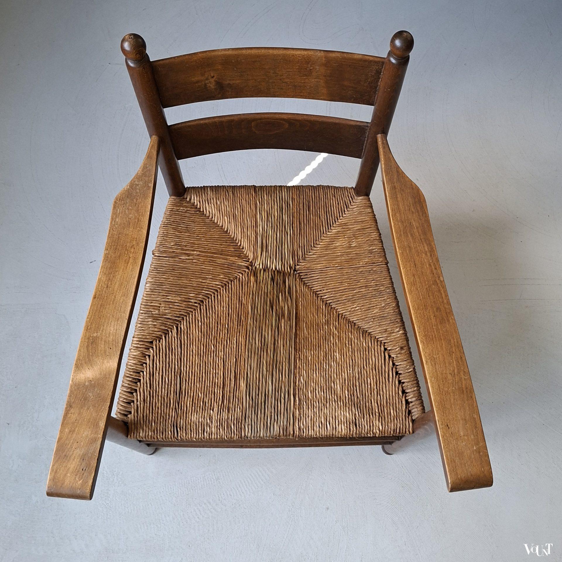 Art deco stoel met biezen zitting, jaren '20/'30