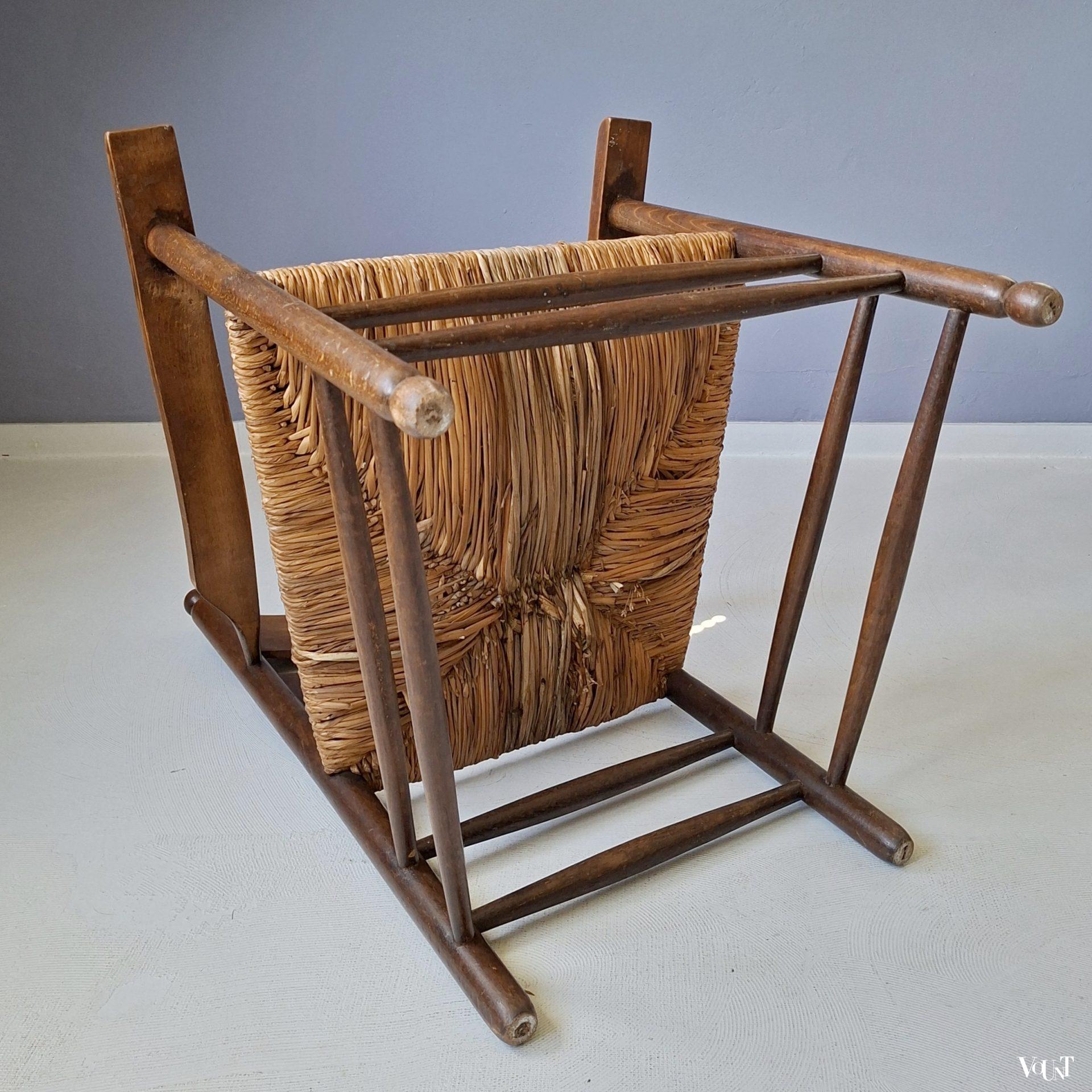 Art deco stoel met biezen zitting, jaren '20/'30