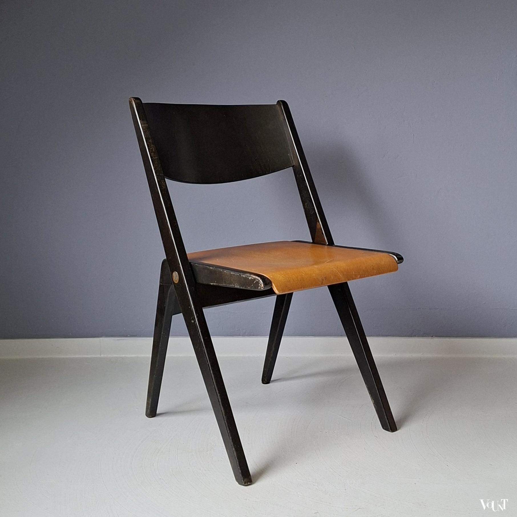 Two-toned houten klapstoel, jaren '50