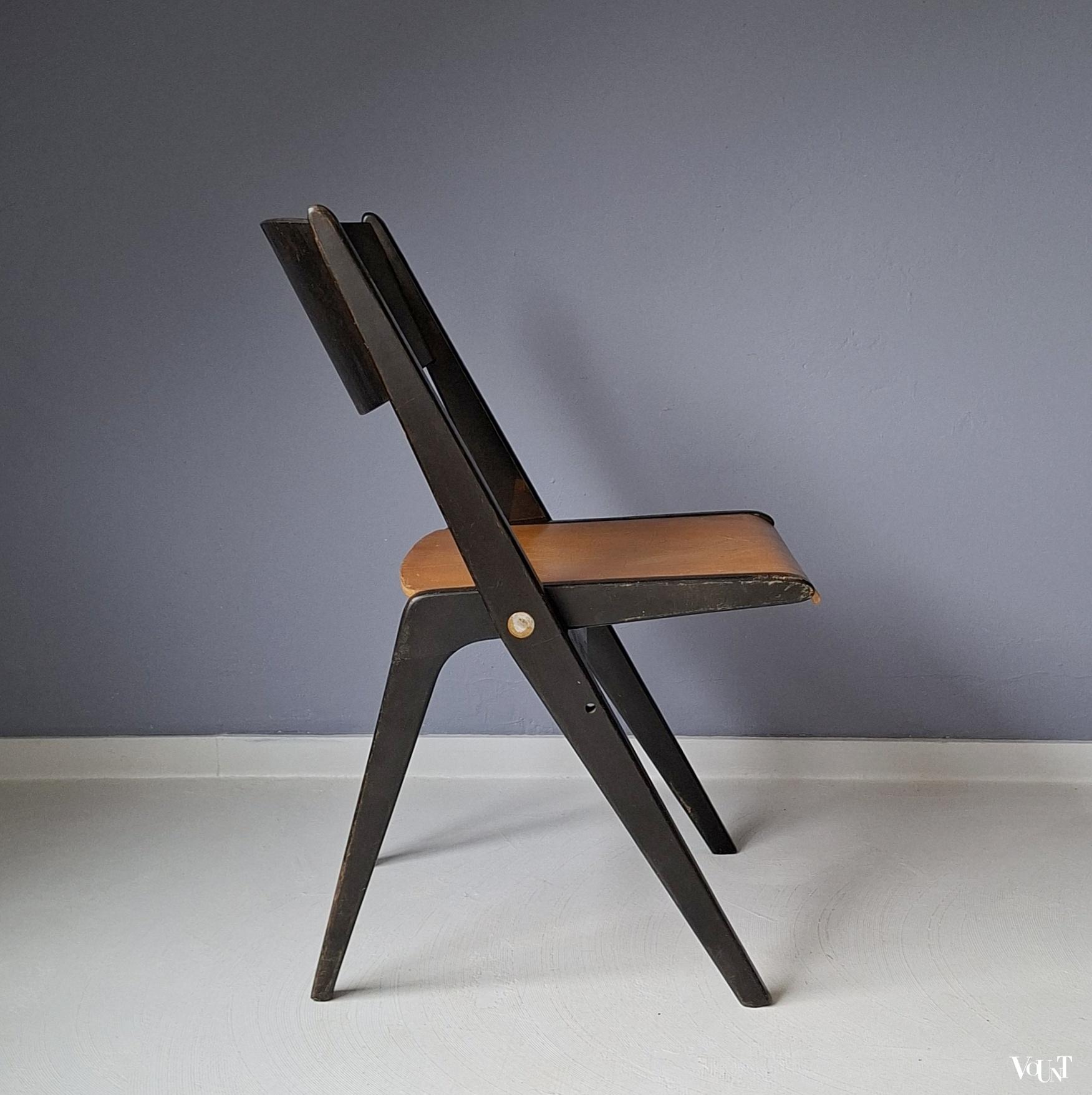 Two-toned houten klapstoel, jaren '50