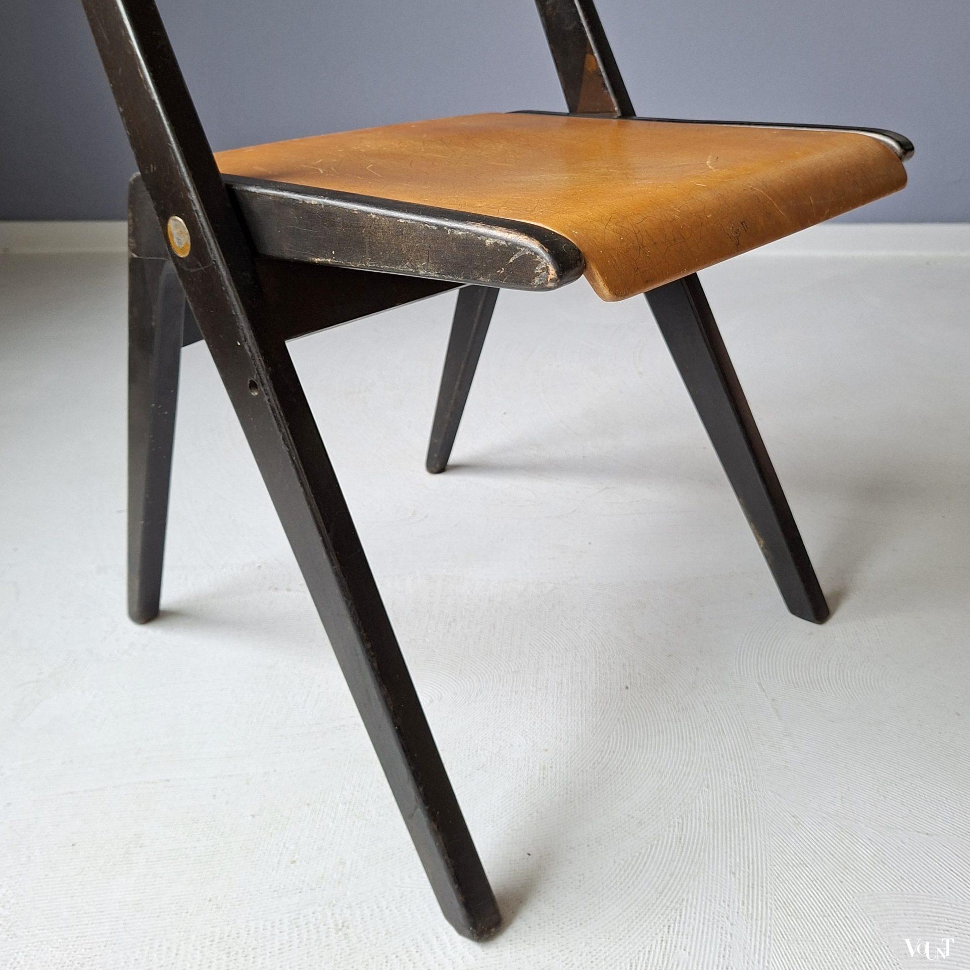 Two-toned houten klapstoel, jaren '50