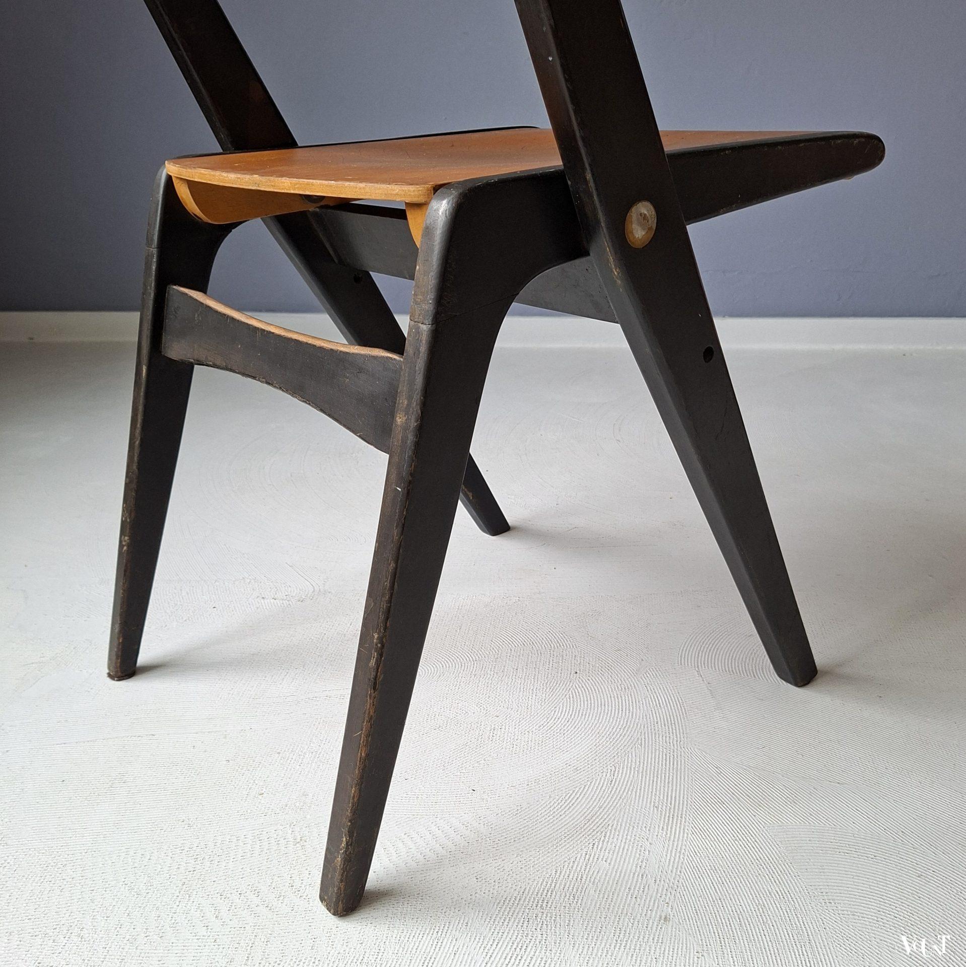 Two-toned houten klapstoel, jaren '50